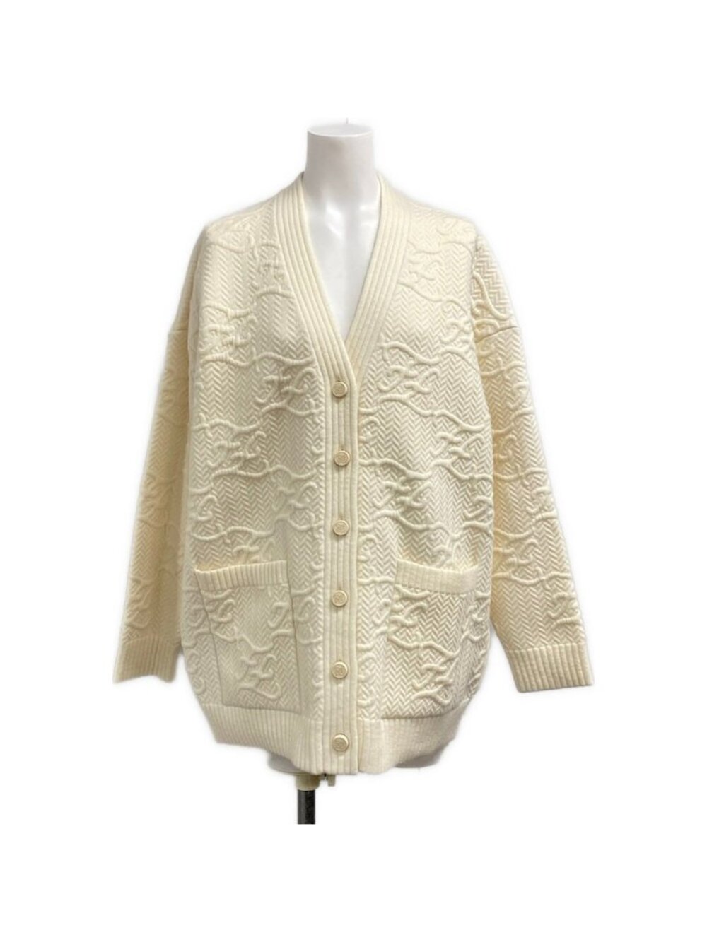 Fendi Cardigan Ivory Long Sleeve Wool